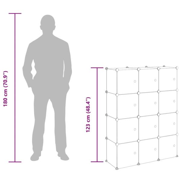 Regalsystem mit 12 Würfeln und Türen Schwarz PP