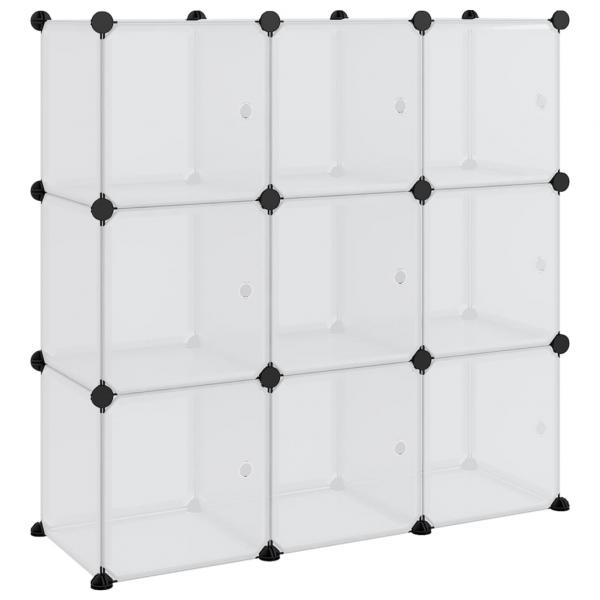 Regalsystem mit 9 Würfeln und Türen Transparent PP