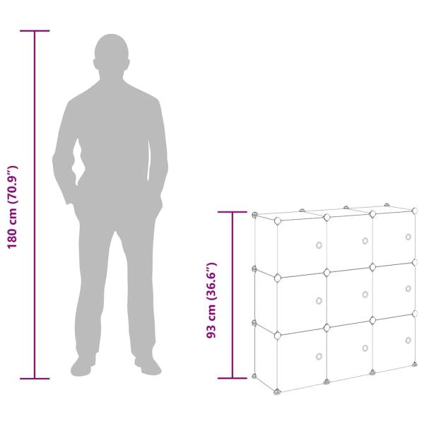 Regalsystem mit 9 Würfeln und Türen Transparent PP