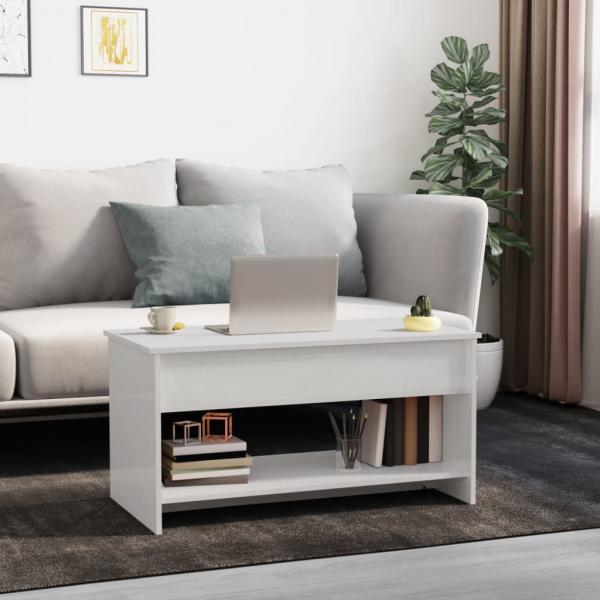 ARDEBO.de - Couchtisch Hochglanz-Weiß 102x50x52,5 cm Holzwerkstoff