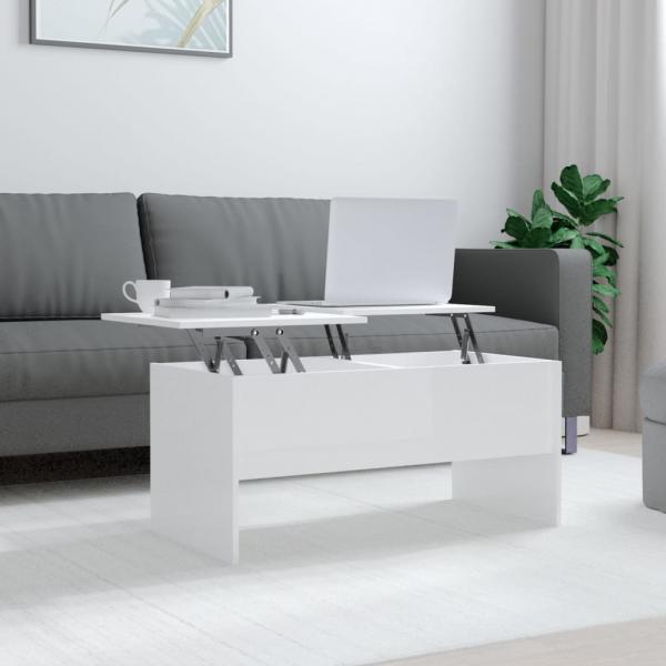 ARDEBO.de - Couchtisch Hochglanz-Weiß 102x50,5x46,5 cm Holzwerkstoff