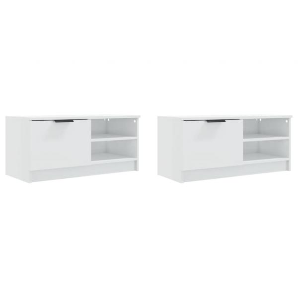 TV-Schränke 2 Stk. Hochglanz Weiß 80x35x36,5cm Holzwerkstoff