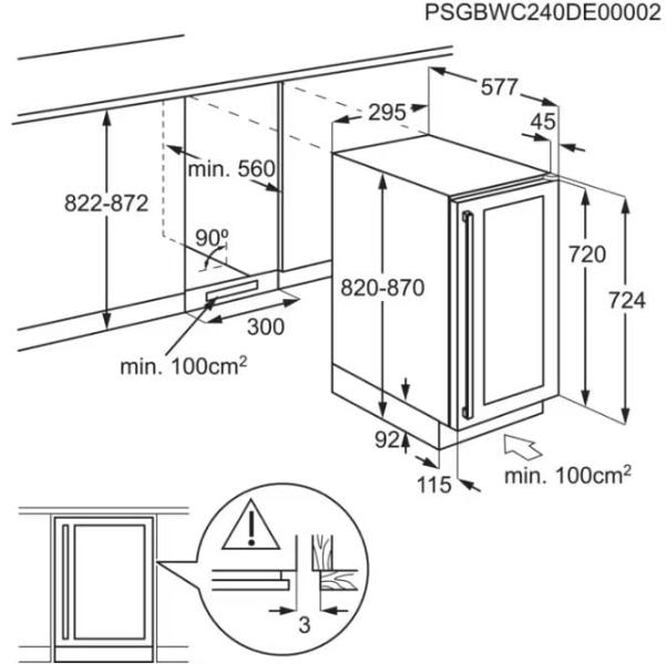 AEG AWUS020B5B 5000 Weintemperierschrank, 29,5 cm breit, 20 Standardweinflaschen, LED Beleuchtung, 6 Holzablagen, schwarz