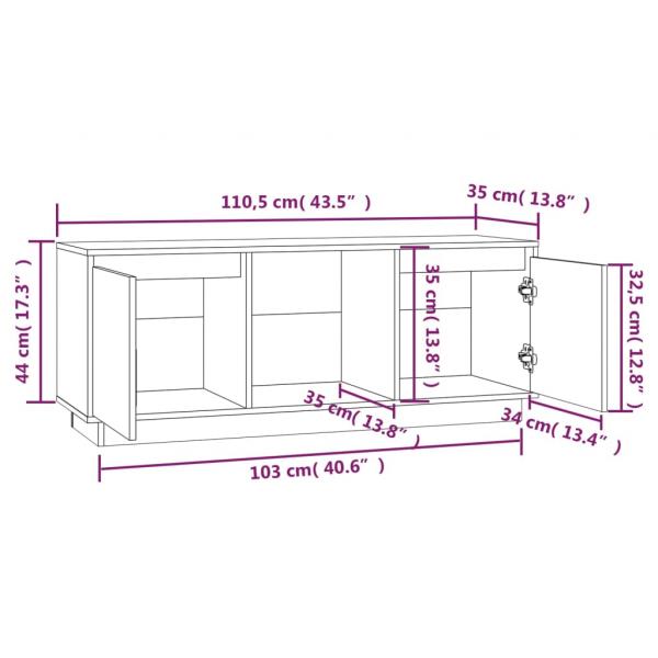 TV-Schrank Honigbraun 110,5x35x44 cm Massivholz Kiefer