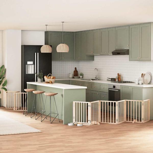 ARDEBO.de - 9-tlg. Hundetor mit Tür Faltbar 450 cm Pappelholz