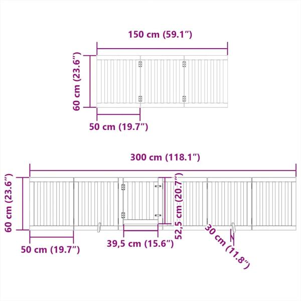15-tlg. Hundetor mit Tür Faltbar Schwarz 750 cm Pappelholz
