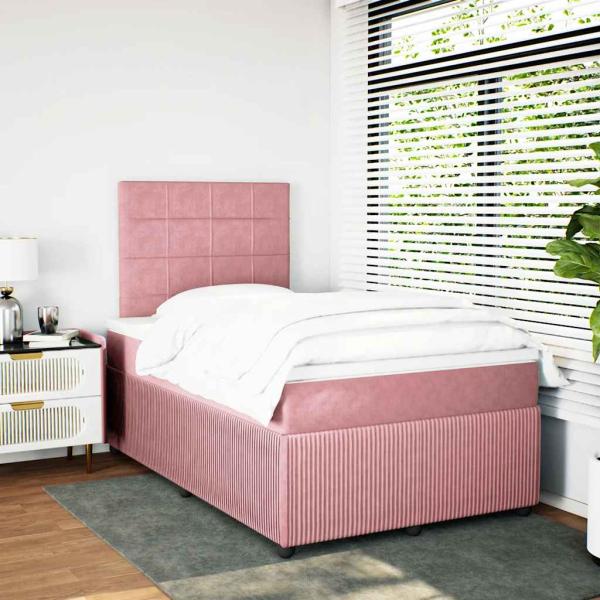 ARDEBO.de - Boxspringbett mit Matratze Rosa 120x200 cm Samt