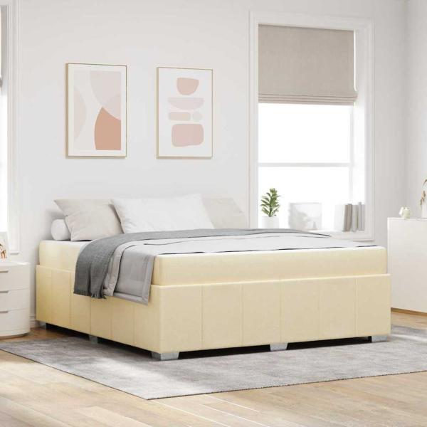 ARDEBO.de - Bettgestell mit Matratze Creme 180 x 200 cm Stoff
