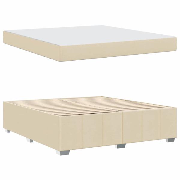 Bettgestell mit Matratze Creme 180 x 200 cm Stoff