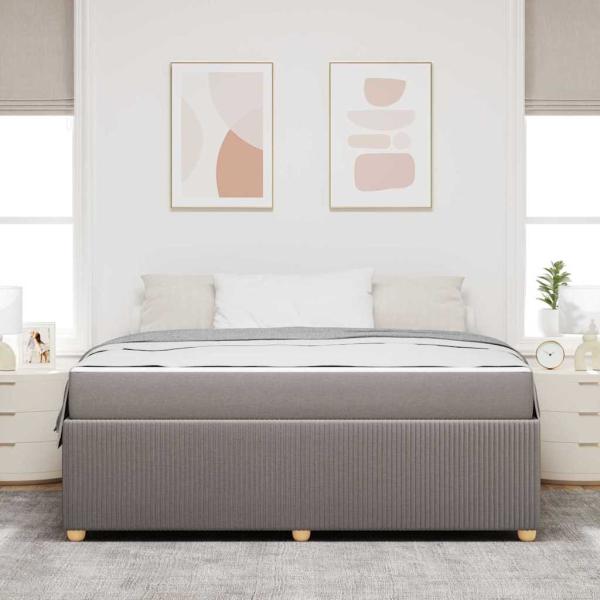 Bettgestell mit Matratze mit Matratze Taupe 180 x 200 cm Stoff