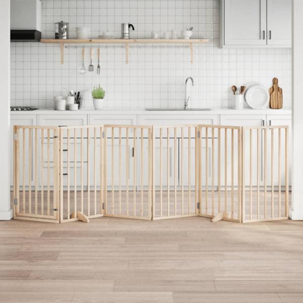 ARDEBO.de - 6-tlg. Hundetor mit Tür Faltbar 300 cm Pappelholz