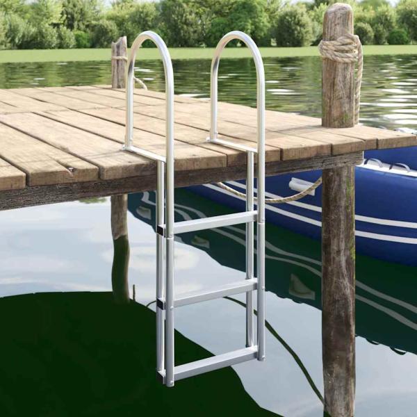 ARDEBO.de - Dockleiter Silber 45 x 11.5 x 134 cm Aluminium