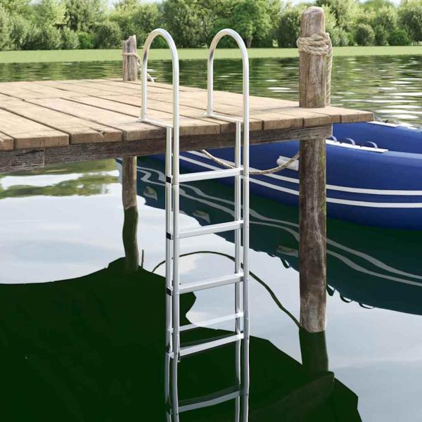 ARDEBO.de - Dockleiter Silber 45 x 11.5 x 162 cm Aluminium