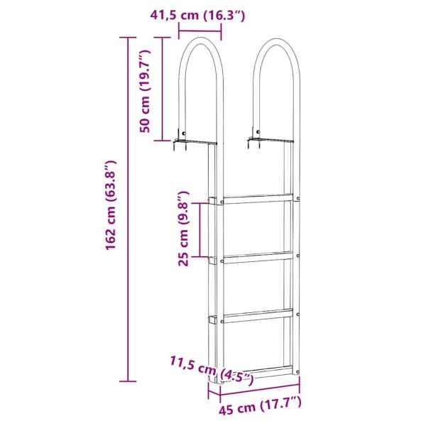 Dockleiter Silber 45 x 11.5 x 162 cm Aluminium