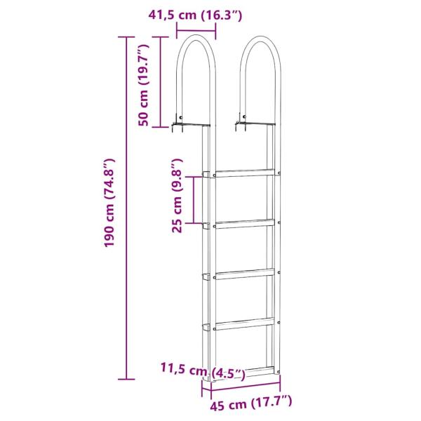 Dockleiter Silber 45 x 11.5 x 190 cm Aluminium