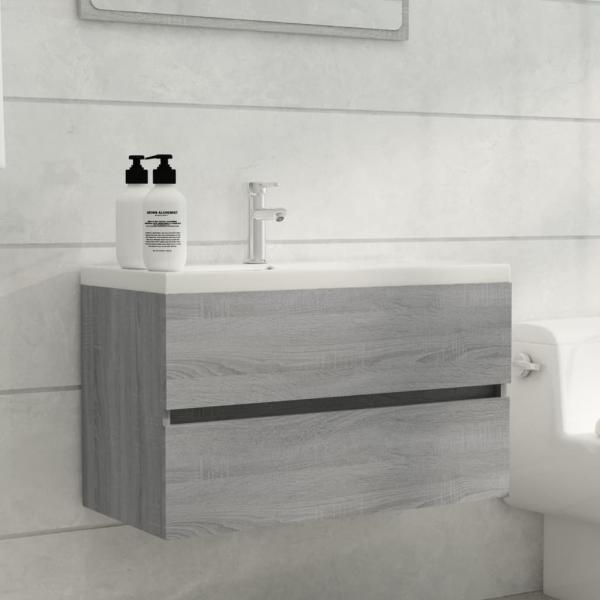 ARDEBO.de - Waschbeckenschrank Grau Sonoma 80x38,5x45 cm Holzwerkstoff