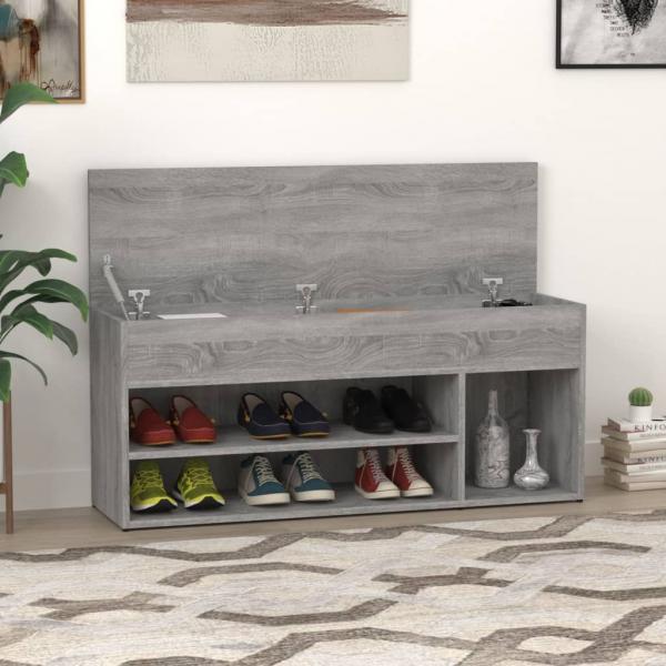 ARDEBO.de - Schuhbank Grau Sonoma 105x30x45 cm Holzwerkstoff