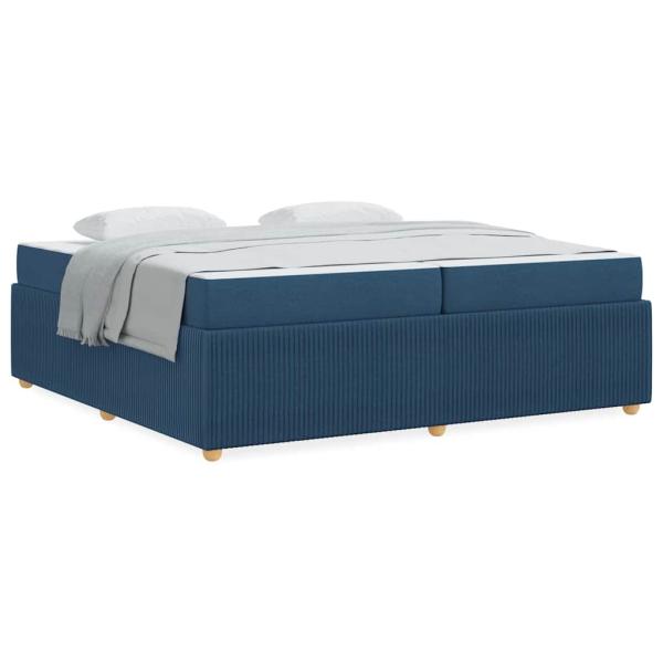 Bettgestell mit Matratze mit Matratze Blau 200 x 200 cm Stoff