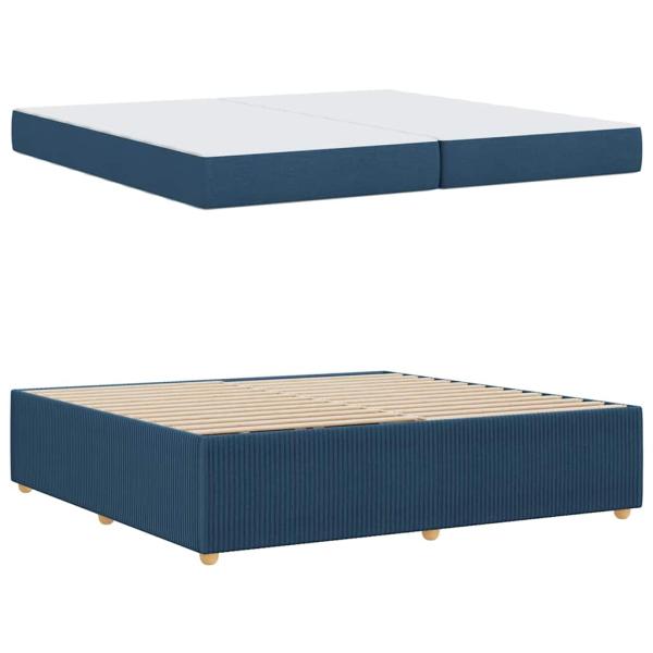 Bettgestell mit Matratze mit Matratze Blau 200 x 200 cm Stoff