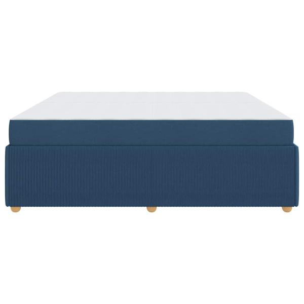 Bettgestell mit Matratze mit Matratze Blau 200 x 200 cm Stoff