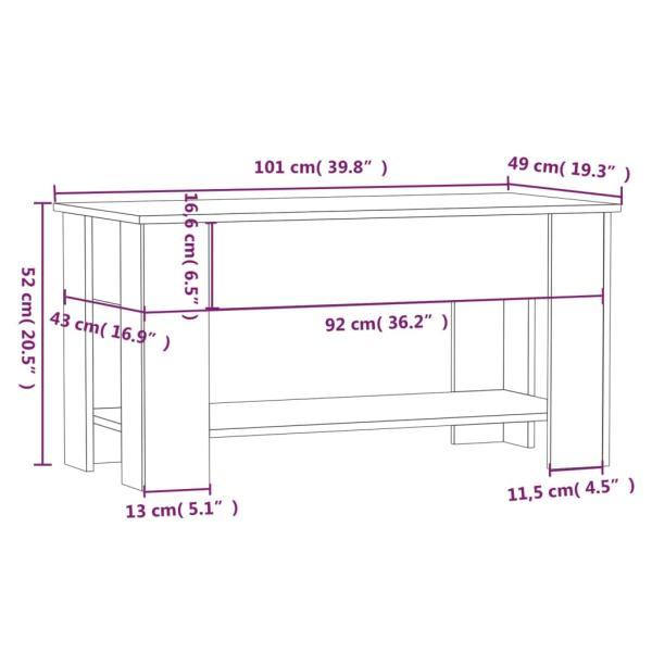 Couchtisch Braun Eichen-Optik 101x49x52 cm Holzwerkstoff