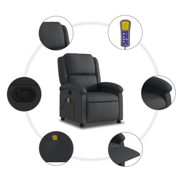 Massagesessel Relaxsessel Echtleder Schwarz