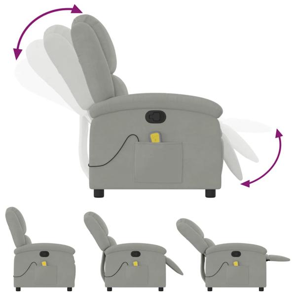 Massage-Relaxsessel, hellgrauer Samt