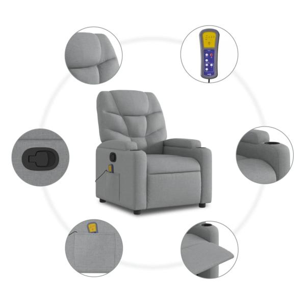 Massage-Relaxsessel, hellgrauer Stoff