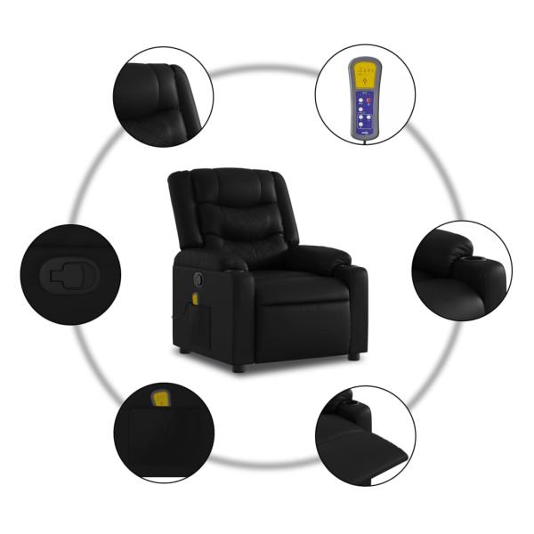 Massage-Relaxsessel, Kunstleder, Schwarz