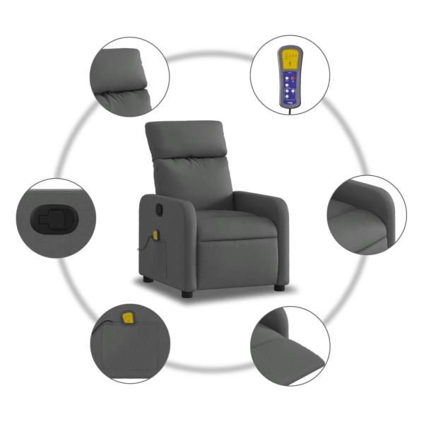 Massage-Relaxsessel, Stoff, Dunkelgrau
