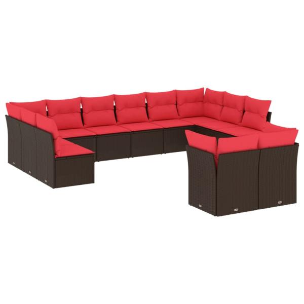 12-teiliges Gartensofa-Set mit Kissen, braun, Polyrattan