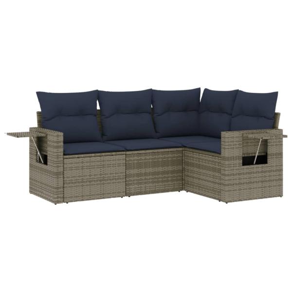 ARDEBO.de - 4-teiliges Gartensofa-Set mit Kissen, grau, Polyrattan