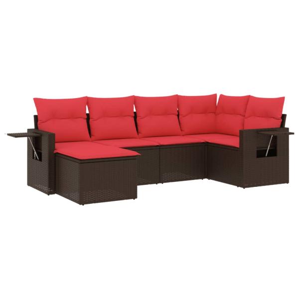 6-teiliges Gartensofa-Set mit Kissen, braun, Polyrattan