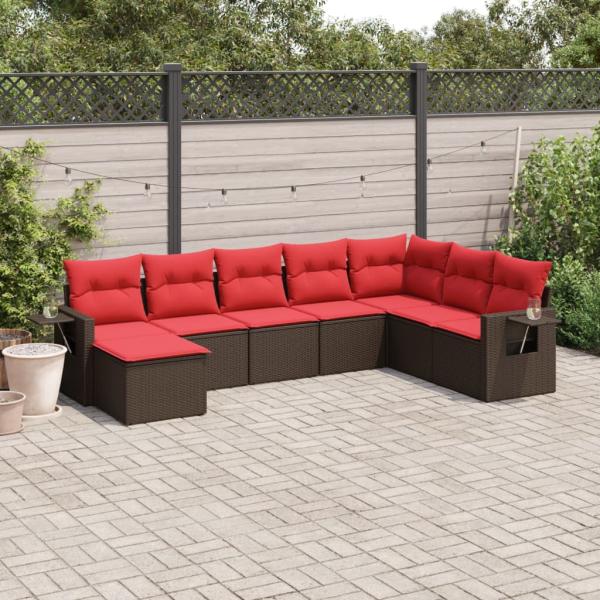 ARDEBO.de - 8-teiliges Gartensofa-Set mit Kissen, braun, Polyrattan