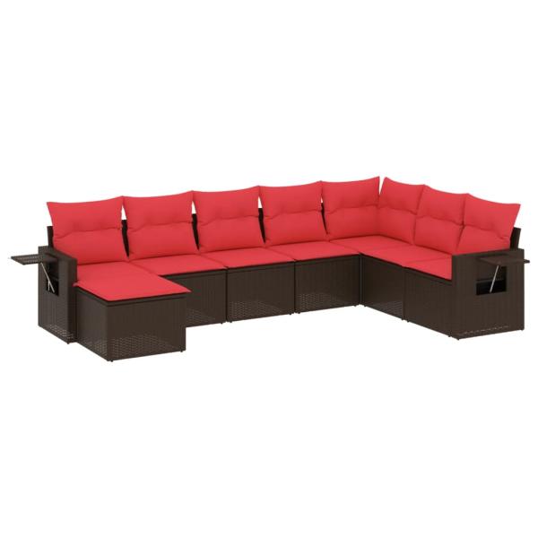 8-teiliges Gartensofa-Set mit Kissen, braun, Polyrattan