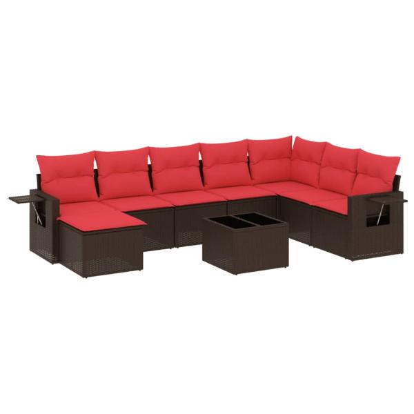 ARDEBO.de - 9-teiliges Gartensofa-Set mit Kissen, braun, Polyrattan