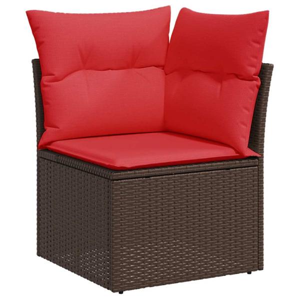 10-teiliges Gartensofa-Set mit Kissen, braun, Polyrattan