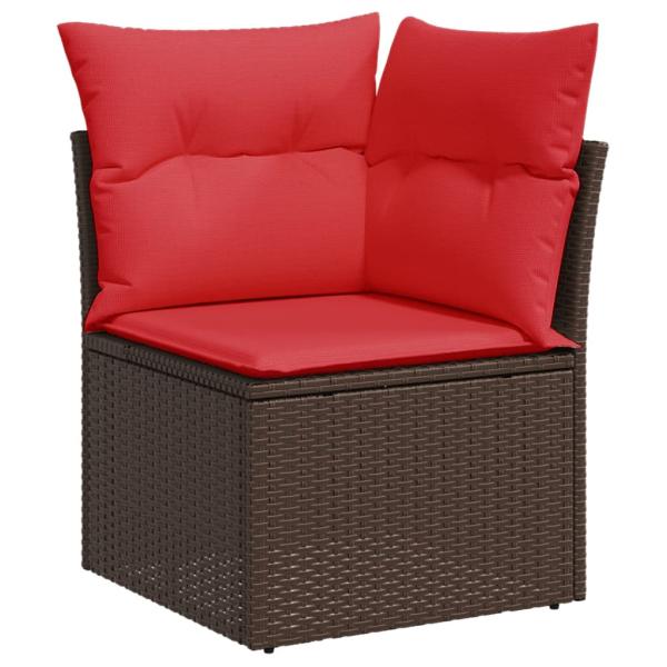 10-teiliges Gartensofa-Set mit Kissen, braun, Polyrattan