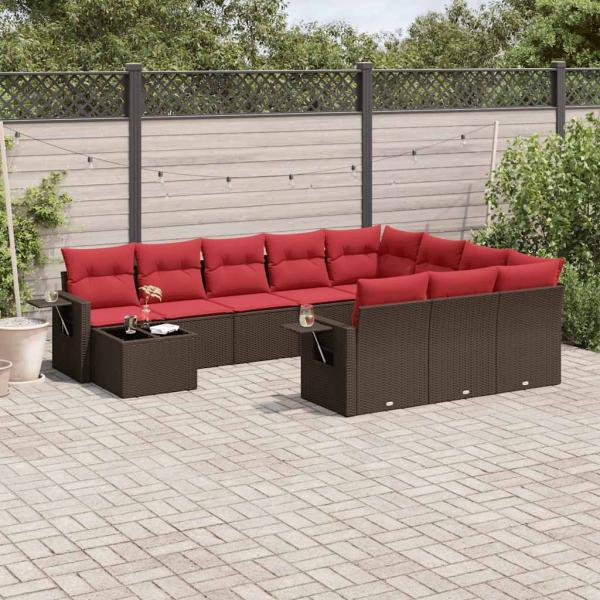 ARDEBO.de - 11-teiliges Gartensofa-Set mit Kissen, braun, Polyrattan