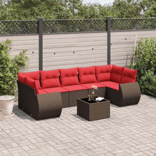 ARDEBO.de - 8-teiliges Gartensofa-Set mit Kissen, braun, Polyrattan