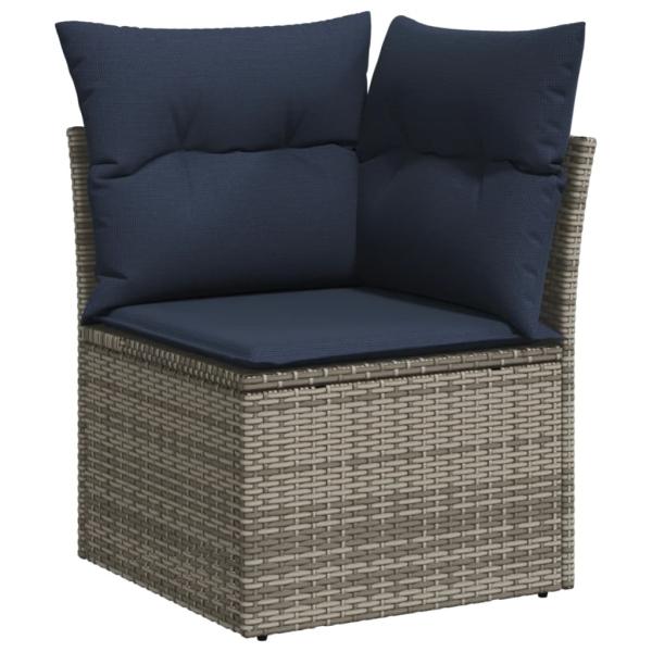 6-teiliges Gartensofa-Set mit Kissen, grau, Polyrattan