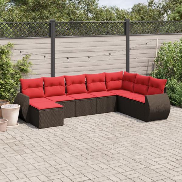 ARDEBO.de - 8-teiliges Gartensofa-Set mit Kissen, braun, Polyrattan