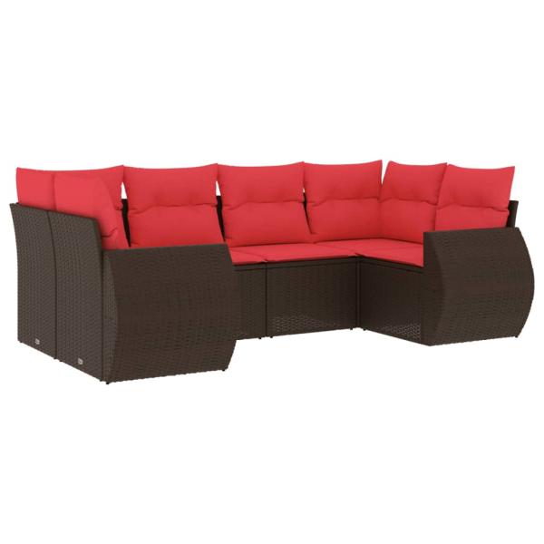 6-teiliges Gartensofa-Set mit Kissen, braun, Polyrattan
