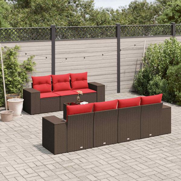 ARDEBO.de - 8-teiliges Gartensofa-Set mit Kissen, braun, Polyrattan