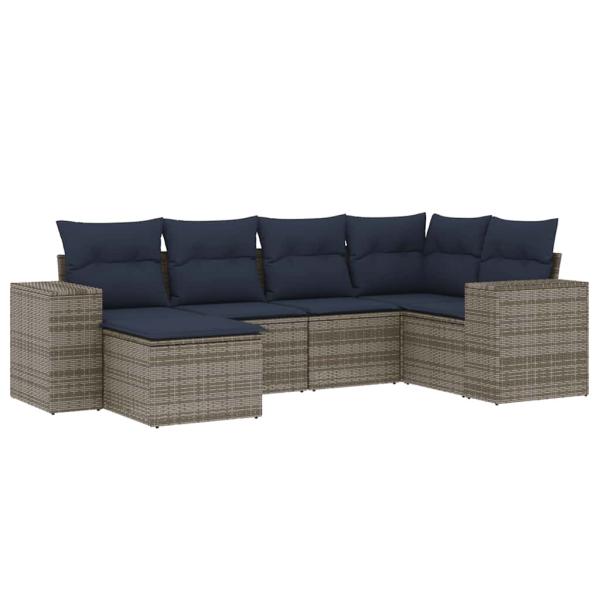 ARDEBO.de - 6-teiliges Gartensofa-Set mit Kissen, grau, Polyrattan