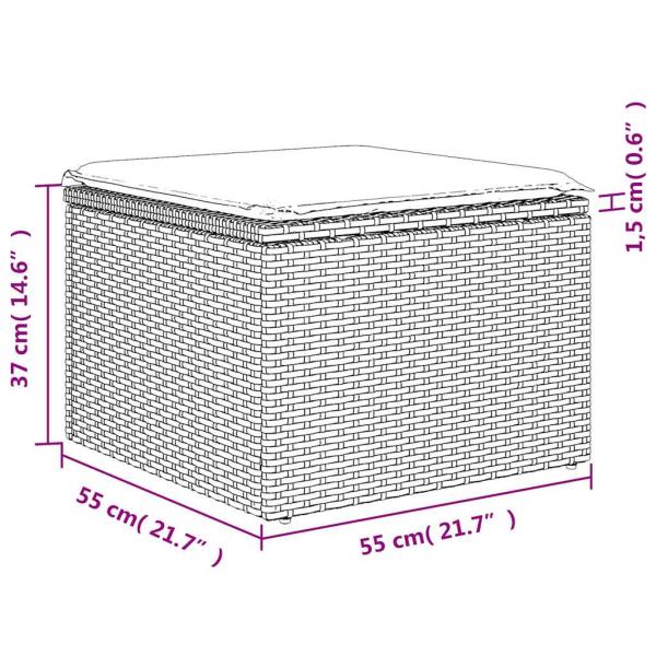 ARDEBO.de - 7-teiliges Gartensofa-Set mit Kissen, grau, Polyrattan