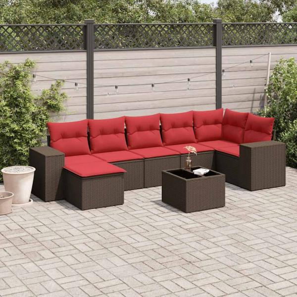 ARDEBO.de - 8-teiliges Gartensofa-Set mit Kissen, braun, Polyrattan