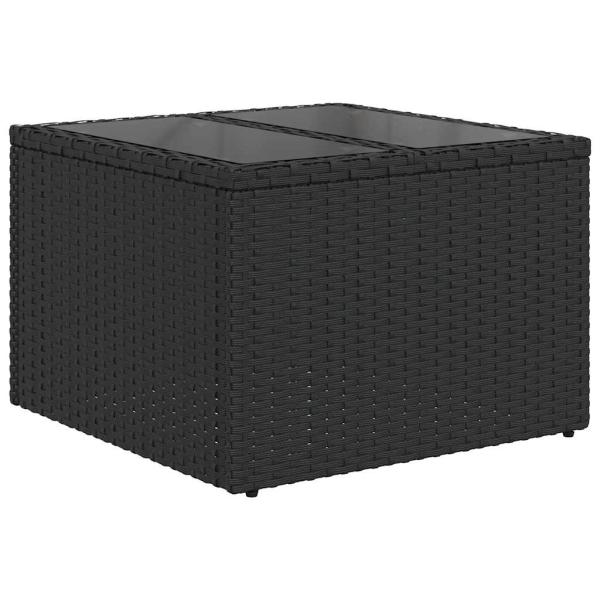 8-teiliges Gartensofa-Set mit Kissen, schwarzes Polyrattan