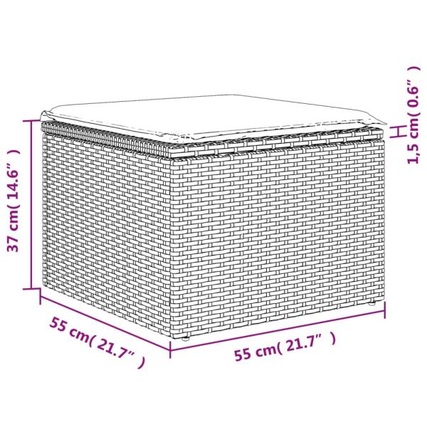 6-teiliges Gartensofa-Set mit Kissen, grau, Polyrattan