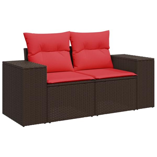 10-teiliges Gartensofa-Set mit Kissen, braun, Polyrattan
